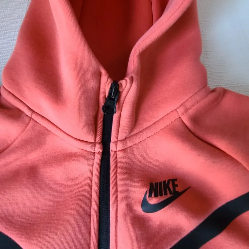 Nike Tech Fleece Hoodie Full Zip Coral Pink Black Youth XS Hooded Jacket EUC